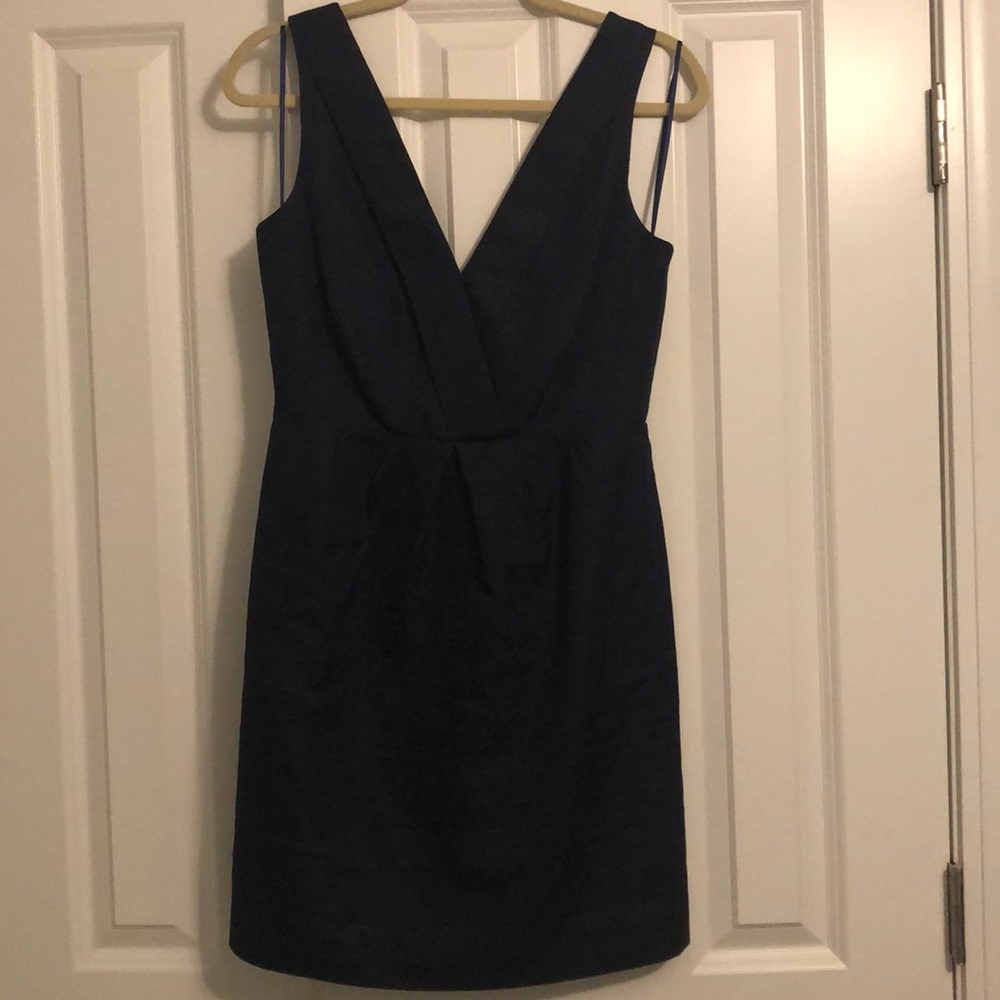 J Crew Double V Neck Navy Blue Dress Size 4